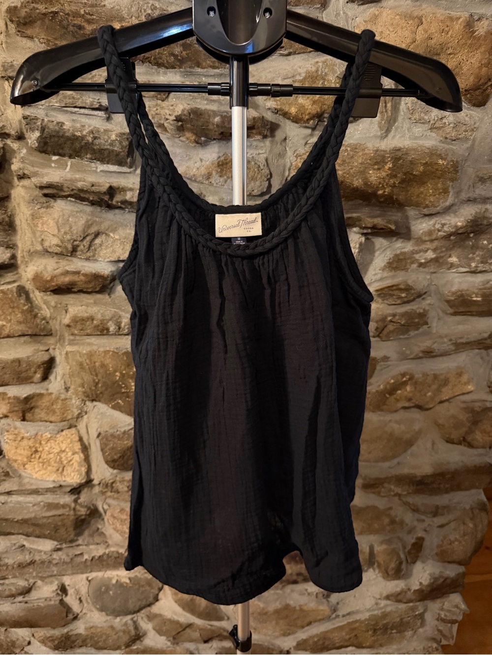 Universal Thread Black Braided-Strap Tank